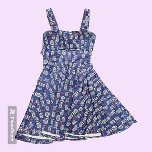 Varga blue vintage Pinup owl dress size small